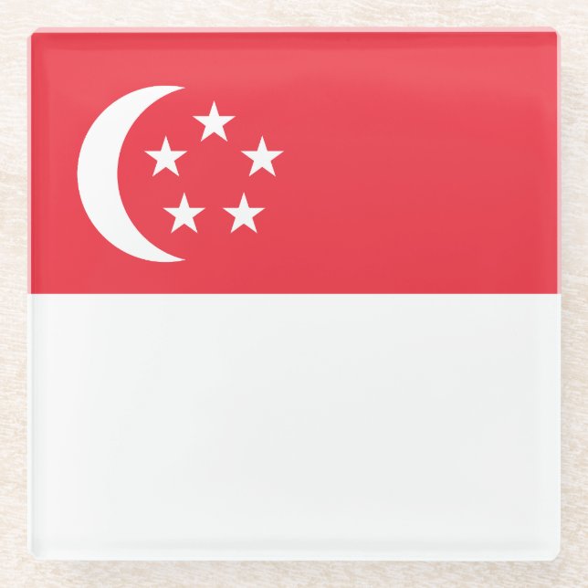 Singapore Flag Glass Coaster (Front)