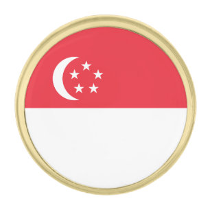 Singapore Flag Gold Finish Lapel Pin
