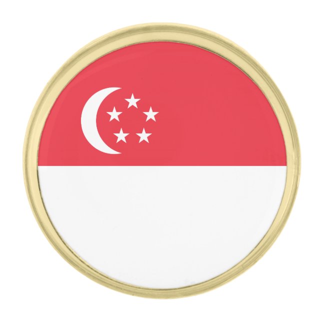 Singapore Flag Gold Finish Lapel Pin (Front)