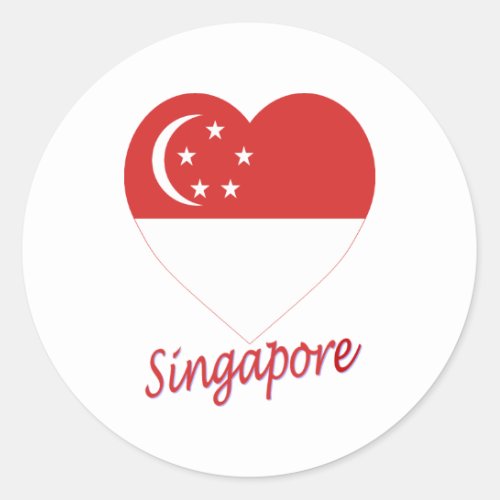 Singapore Flag Heart Classic Round Sticker