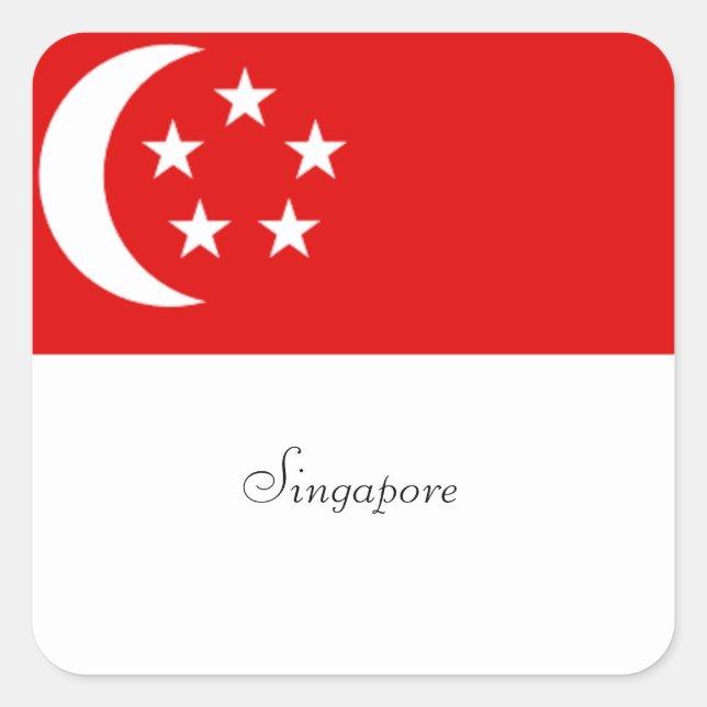 Singapore Flag, labeled  Square Sticker (Front)