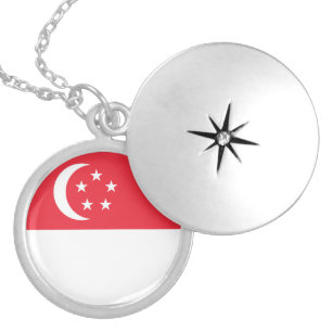 Singapore flag locket necklace