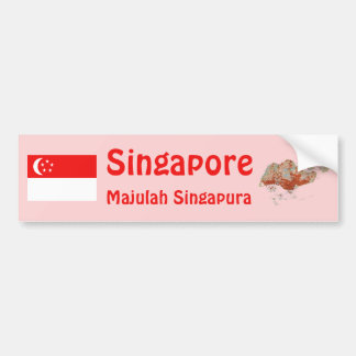 Singapore Flag + Map Bumper Sticker