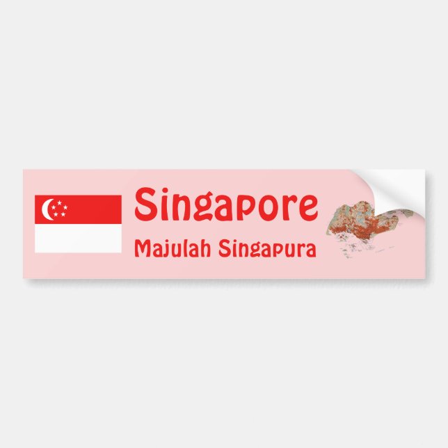Singapore Flag + Map Bumper Sticker (Front)