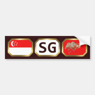 Singapore Flag Map Code Bumper Sticker