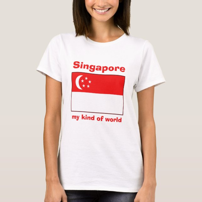 Singapore Flag + Map + Text T-Shirt (Front)