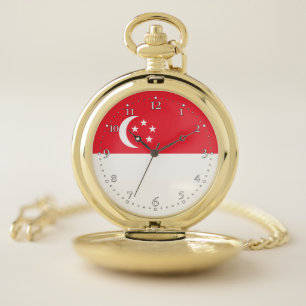 Singapore Flag Pocket Watch
