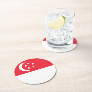 Singapore flag round paper coaster