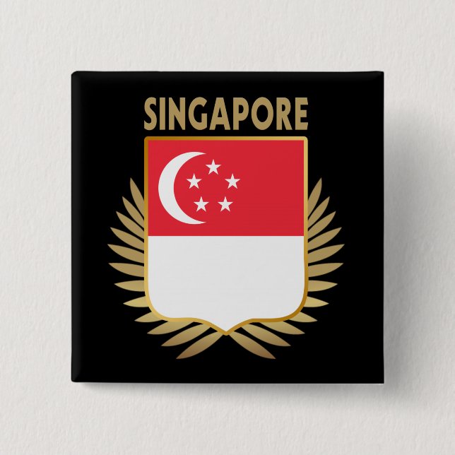 Singapore Flag Shield Button (Front)