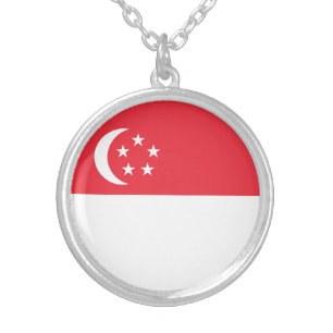 Singapore Flag Silver Plated Necklace