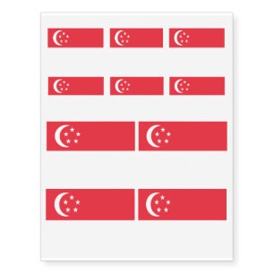 Singapore Flag Singaporean Patriotic Temporary Tattoos