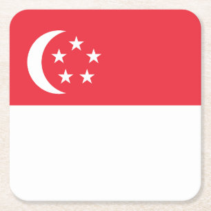 Singapore Flag Square Paper Coaster