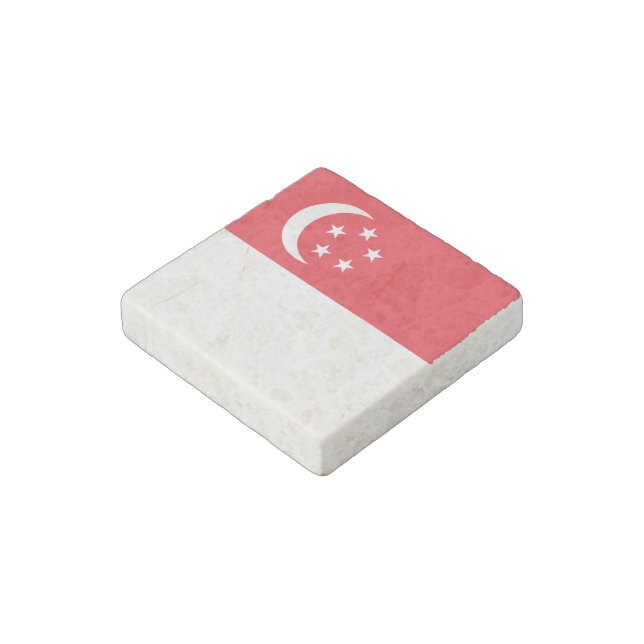 Singapore flag stone magnet (Angled)