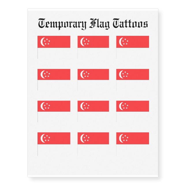 Singapore Flag Temporary Tattoos (Front)