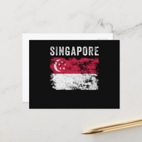 Singapore Flag Vintage Singaporean Flag Postcard