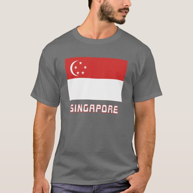 Singapore Flag with Name T-Shirt (Front)
