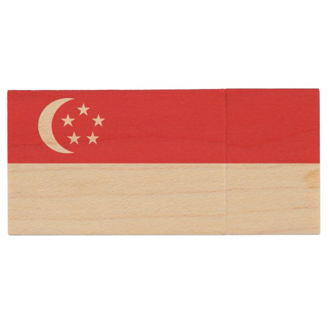 Singapore Flag Wood Flash Drive (Front)