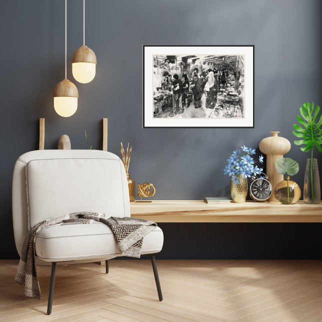 Singapore Flea Market - Pen And Wash Drawing Print (Creator Uploaded)