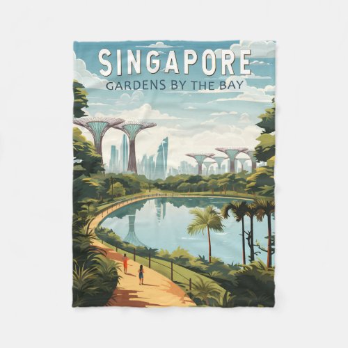 Singapore Gardens By The Bay Travel Art Vintage Fleece Blanket
