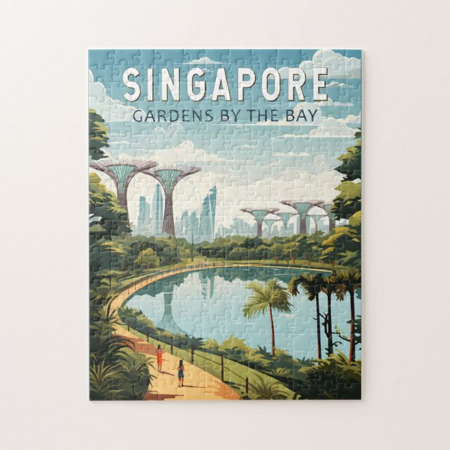 Singapore Gardens By The Bay Travel Art Vintage Jigsaw Puzzle (Vertical)
