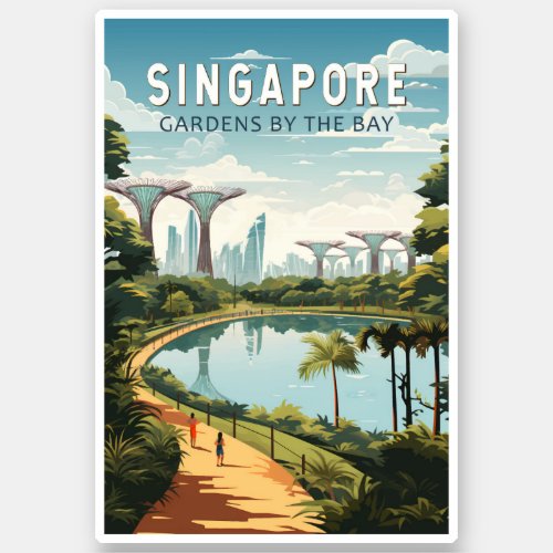 Singapore Gardens By The Bay Travel Art Vintage Sticker