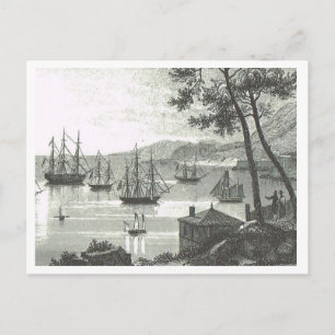 Singapore harbour 1819 postcard