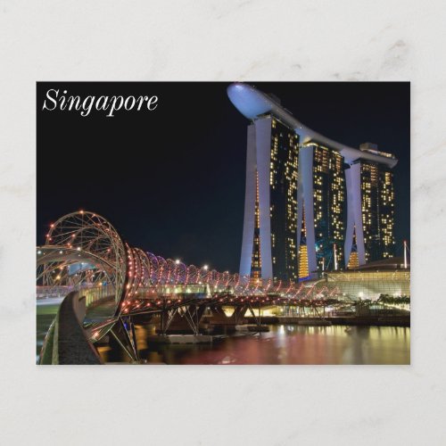Singapore Helix Bridge on Marina Bay Sands Postcard