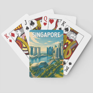 Singapore Illustration Travel Art Vintage Poker Cards