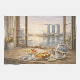 Singapore Kitchen Morning Watercolor with Marina Towel