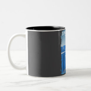 Singapore Lion City Travel Poster Art Print  Two-Tone Coffee Mug