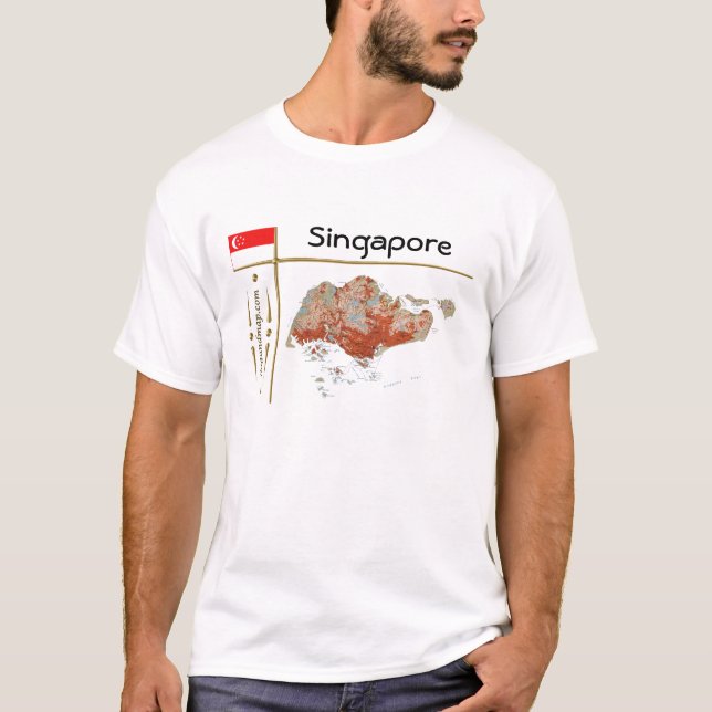 Singapore Map + Flag + Title T-Shirt (Front)