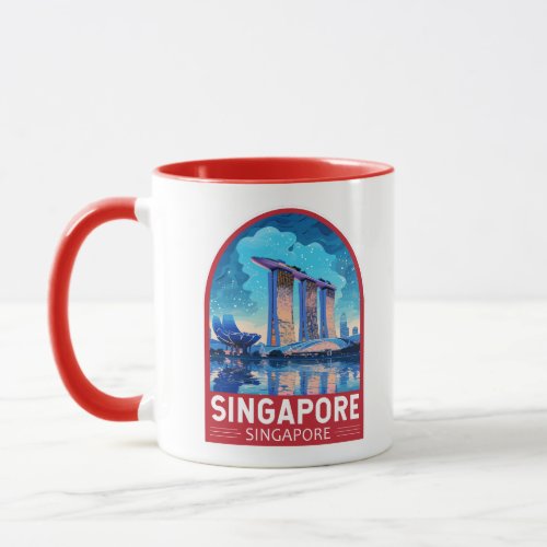 Singapore Marina Bay Night Travel Art Vintage Mug