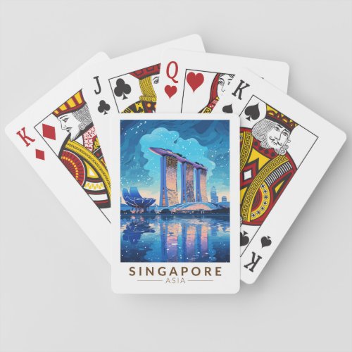 Singapore Marina Bay Night Travel Art Vintage Poker Cards