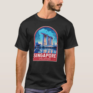Singapore Marina Bay Night Travel Art Vintage T-Shirt