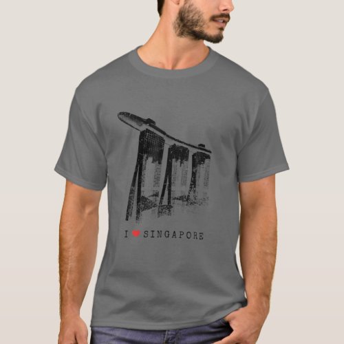 Singapore Marina Bay Vintage Skyline Asia I Love S T_Shirt