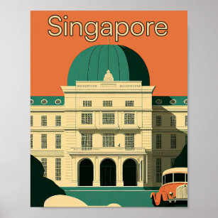 Singapore Minimalist Vintage Travel Poster