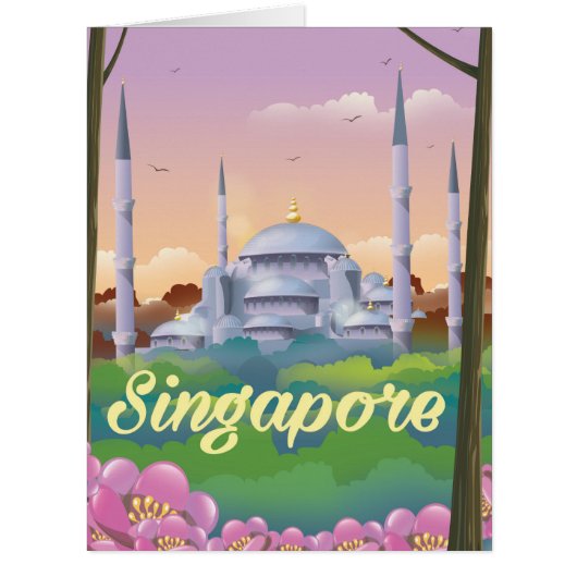 Singapore Mosque Travel poster Cards (Front)