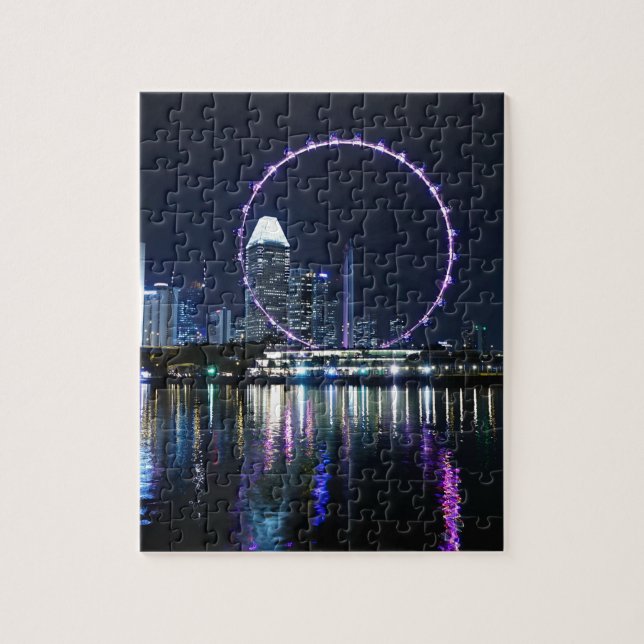 Singapore night skyline jigsaw puzzle (Vertical)