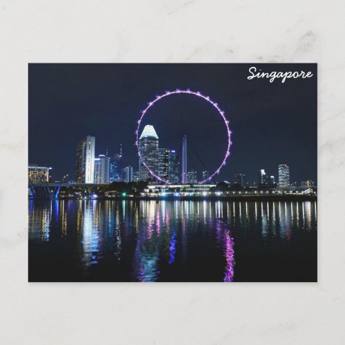 Singapore night skyline postcard