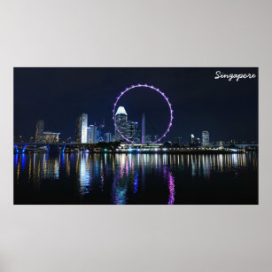 Singapore night skyline poster