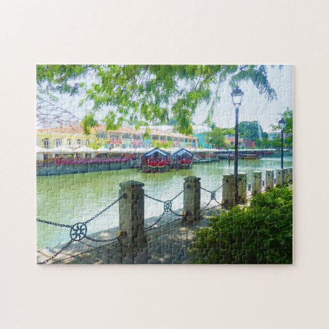 Singapore River waterfront at Clarke Quay jigsaw Puzzle (Horizontal)