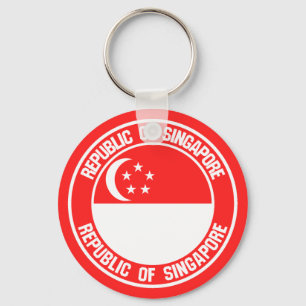Singapore Round Emblem Keychain