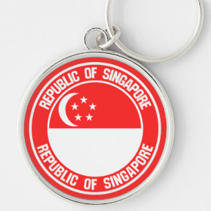 Singapore Round Emblem Keychain
