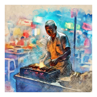 Singapore Satay Seller - Large Archival Print