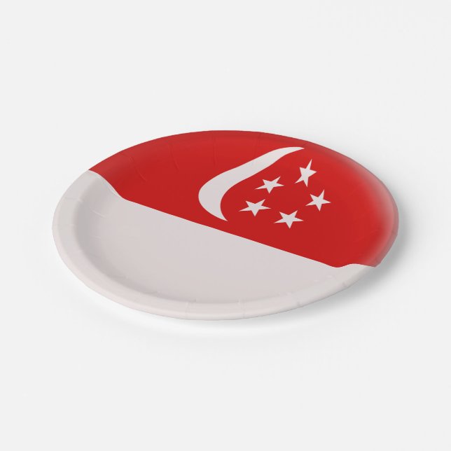 Singapore Singapura Singaporean Flag Paper Plates (Angled)