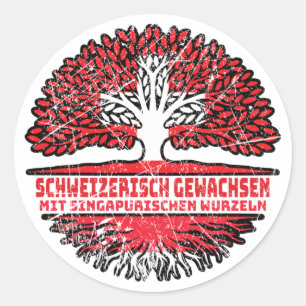 Singapore Singapurisch Schweizer Schweiz Baum Classic Round Sticker