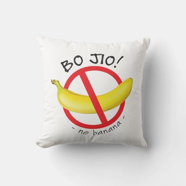 Singapore Singlish - Bo Jio - No Invite, No Banana Throw Pillow (Front)