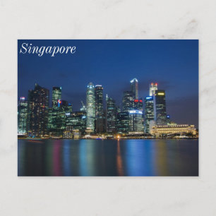 Singapore Skyline Blue Nights Postcard