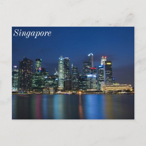 Singapore Skyline Blue Nights Postcard
