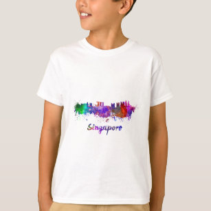 Singapore skyline in watercolor T-Shirt